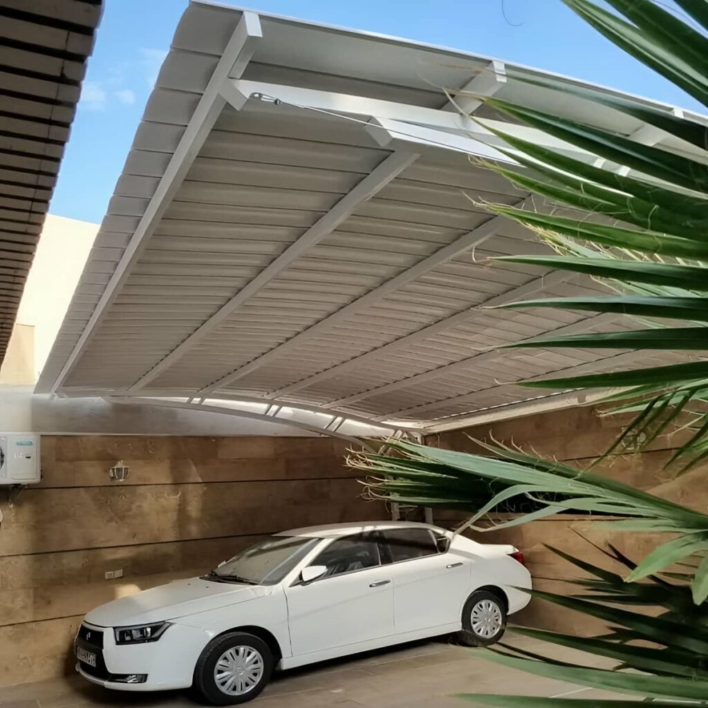 سقف برقی کافی شاپ با پوشش PVC ضدآب در شیراز