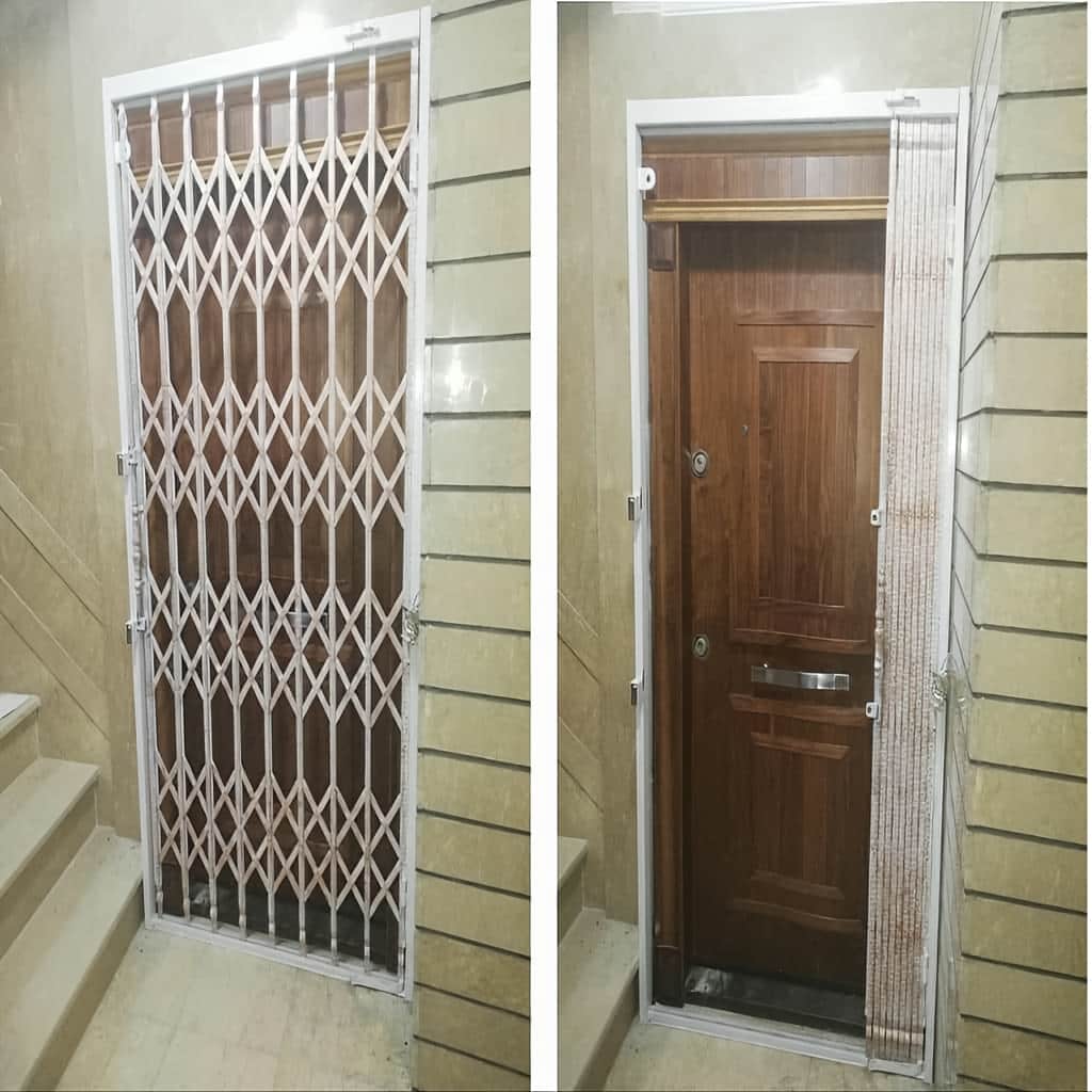 نصب درب آکاردئونی چهار گل لوزی با ریل روان در شیراز نصب درب آکاردئونی چهار گل لوزی با ریل روان در شیراز