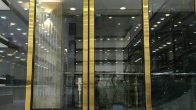12 نمونه درب اتوماتیک شیشه ای مدرن فریم مشکی در شیراز