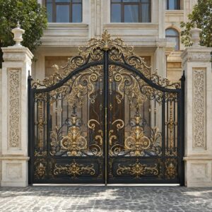 8 نمونه درب پارکینگ مشکی طلایی در شیراز