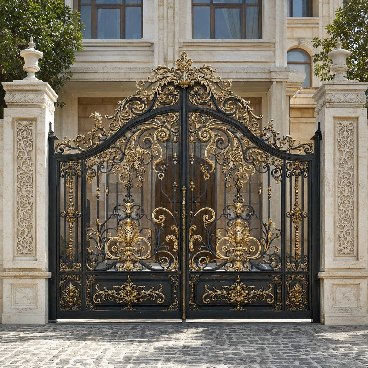8 نمونه درب پارکینگ مشکی طلایی در شیراز