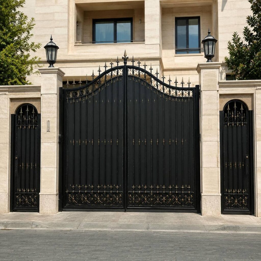 خرید درب ویلایی مشکی طلایی ورودی لوکس در شیراز