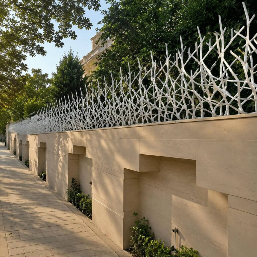 نرده روی دیوار ساده با ارتفاع مناسب در شیراز